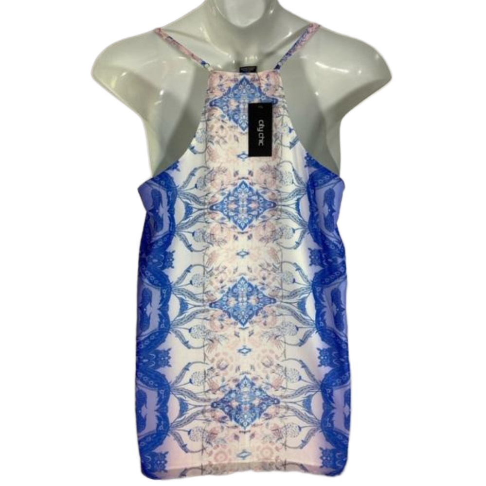 City Chic Blue Pink White Top Clove Diamante detailing Top Size 18 NWT SKU0411 - Picture 5 of 10